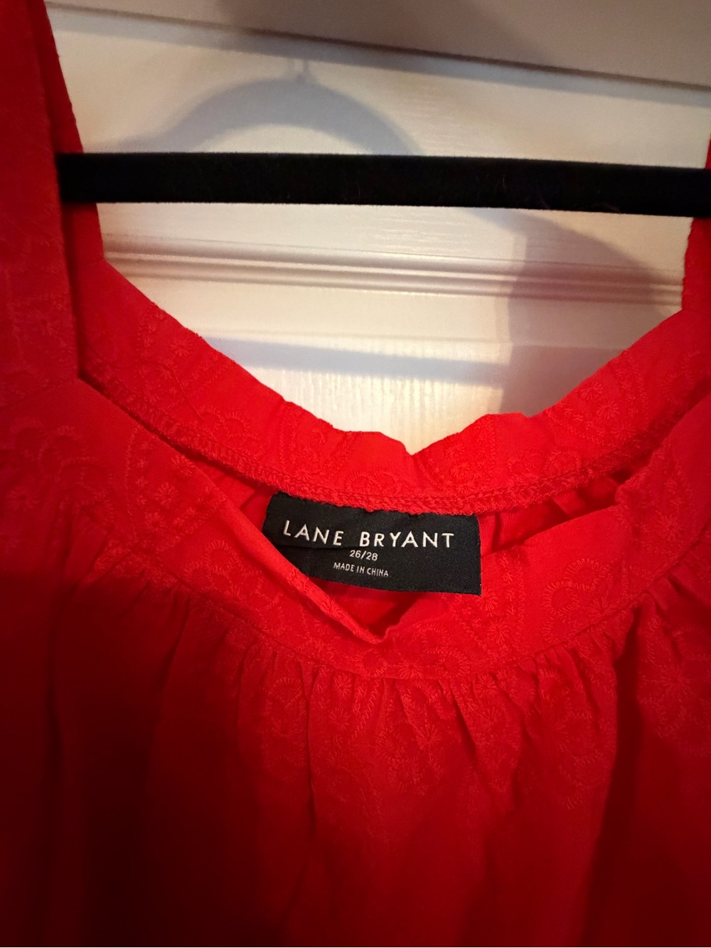 Lane Bryant Red Eyelet Short Sleeve Blouse